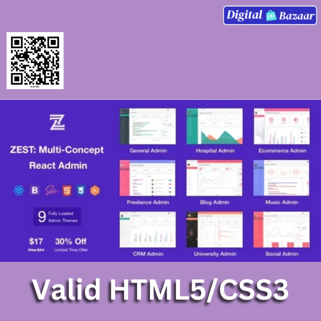 Zest Multi Concept React Admin HTML Template