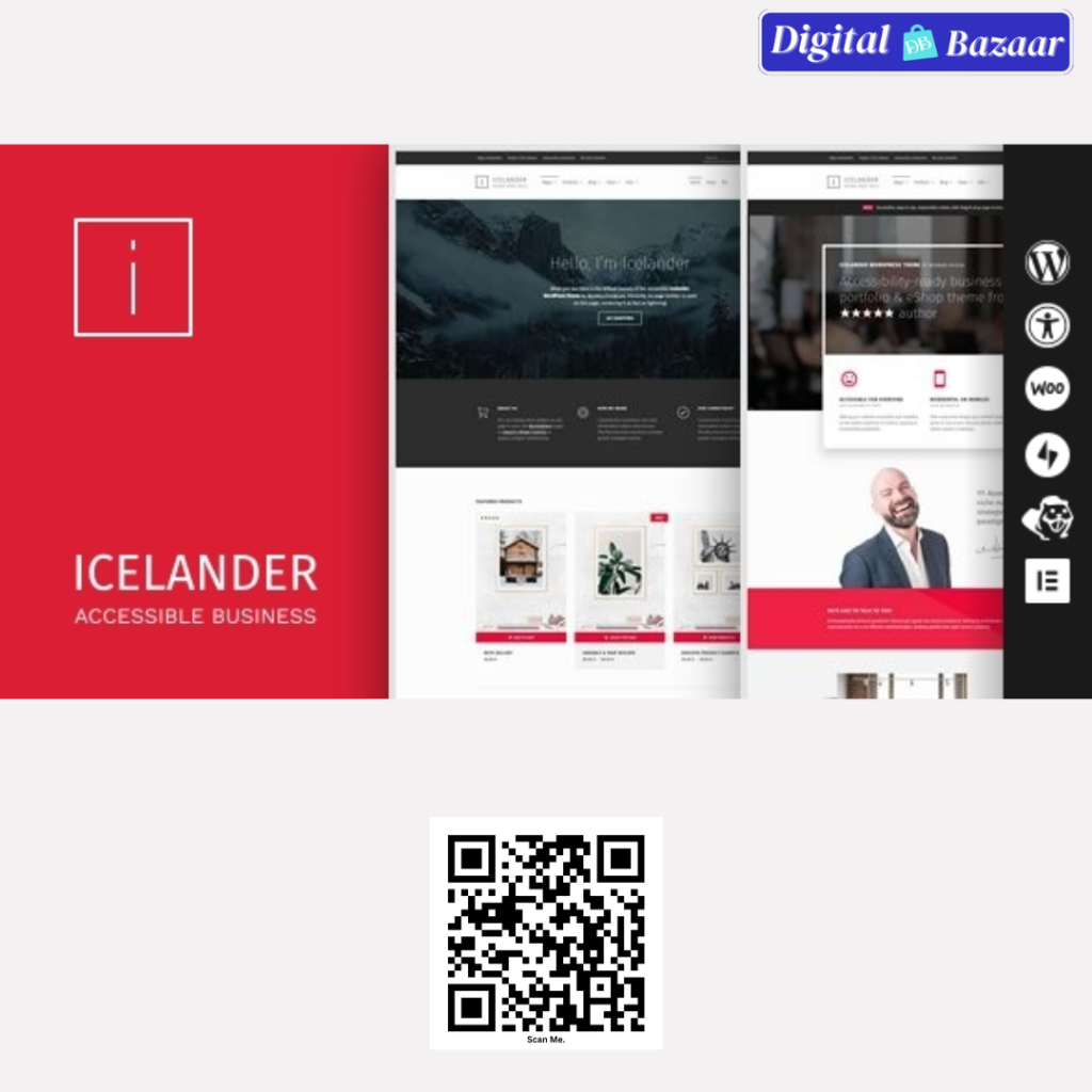 Icelander – Accessible Business Portfolio WooCommerce WordPress Theme