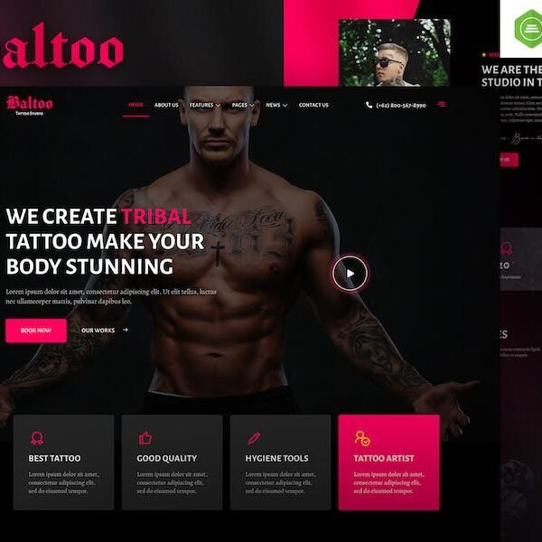 Baltoo – Tattoo Studio and Artist Elementor Template Kit