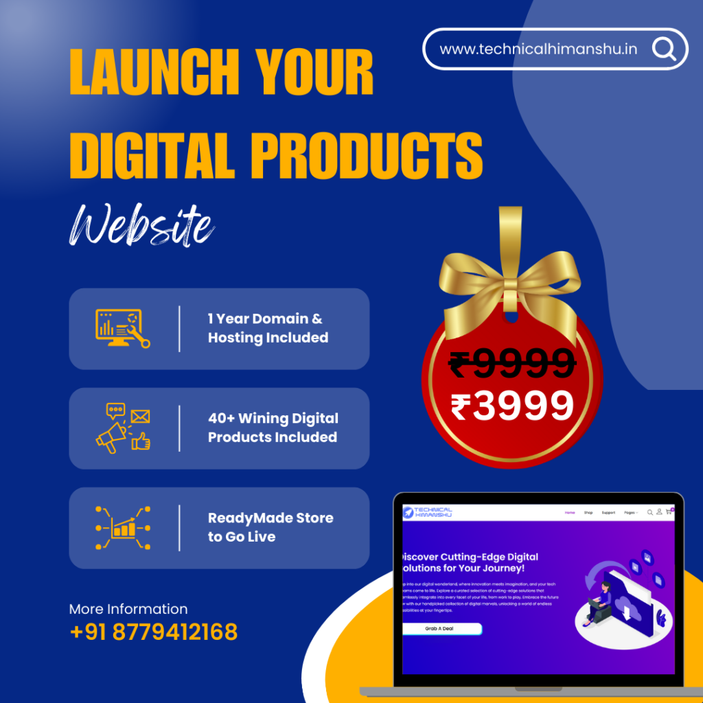 Digital Product Store with 1 Year Domain & Hosting