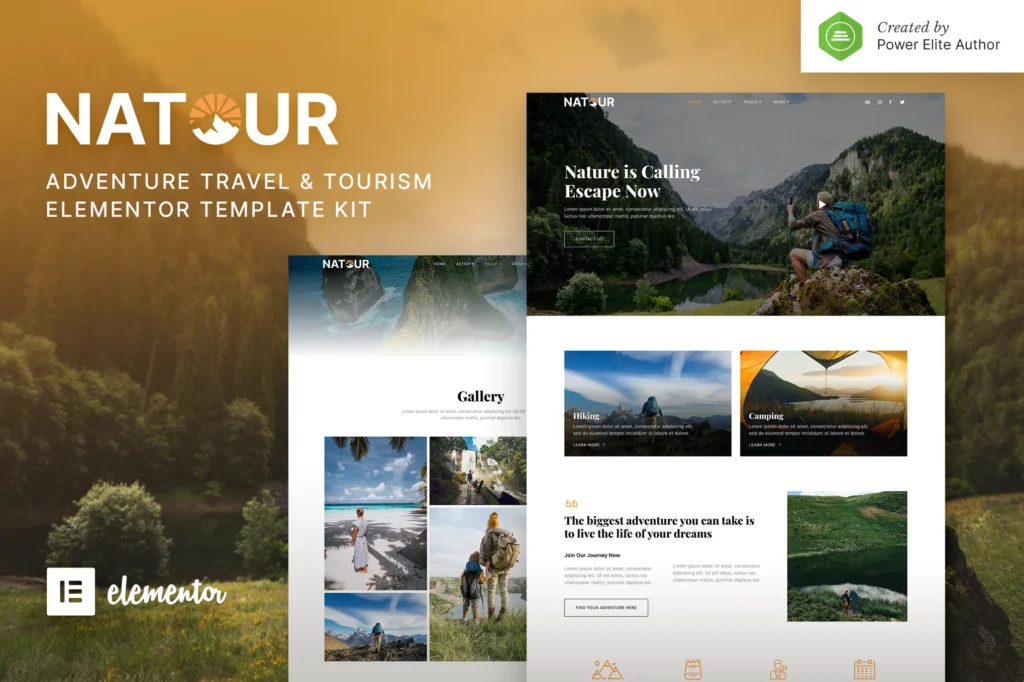 Natour – Adventure Travel Tourism Elementor Template Kit
