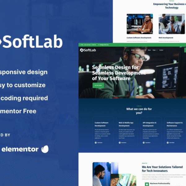 SoftLab – Technology & Software SaaS Elementor Pro Template Kit