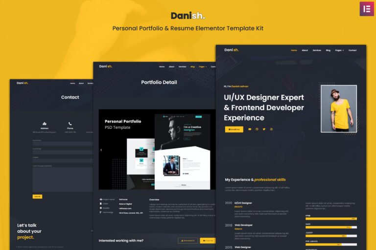 Danish – Personal Portfolio & Resume Elementor Template Kit