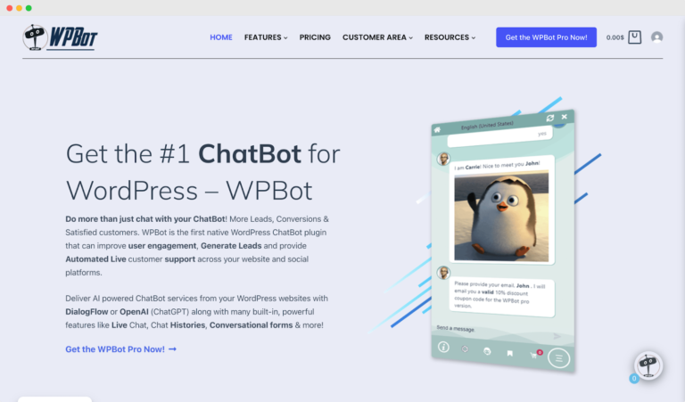 WPBot Pro – AI ChatBot for Automated Live Chat Support