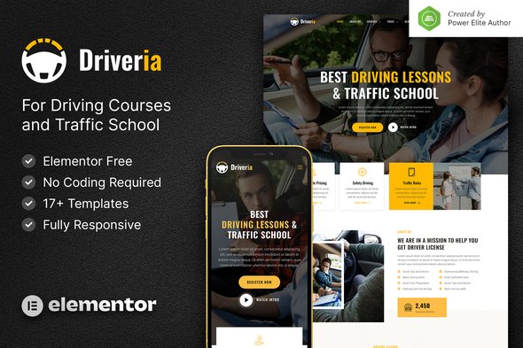 Driveria – Driving Course Traffic School Elementor Template Kit