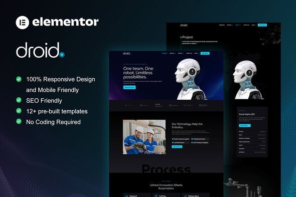 Droid – Robotics Technology Services Elementor Template Kit