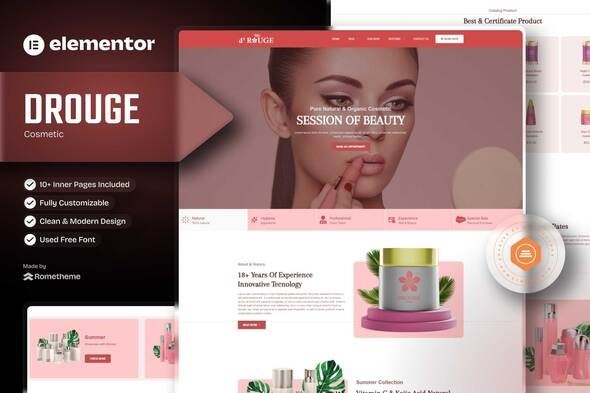 Drouge – Cosmetic Elementor Template Kit
