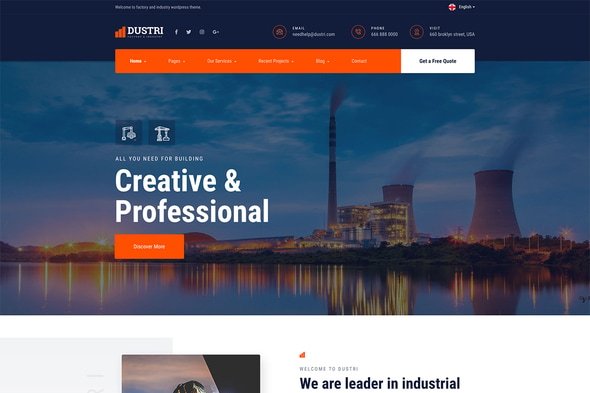 Dustri – Factory Industrial Elementor Template Kit