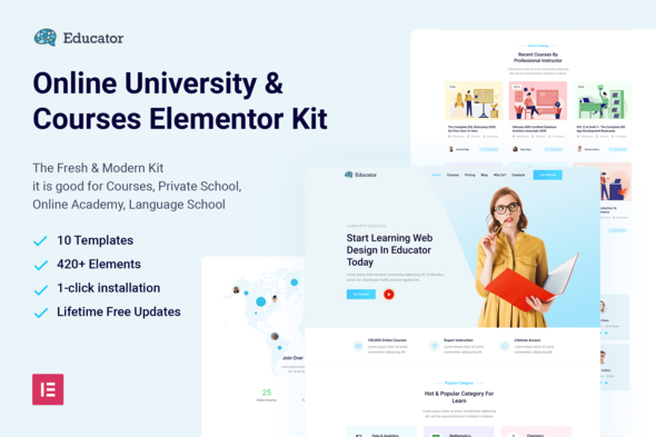 Educator – Online University Courses Elementor Template Kit