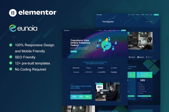 Eunoia – Tech Company Digital Service Elementor Template Kit