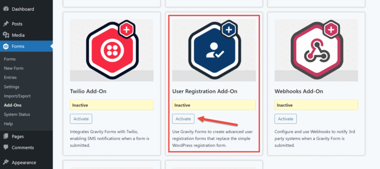 Gravity Forms User Registration Addon
