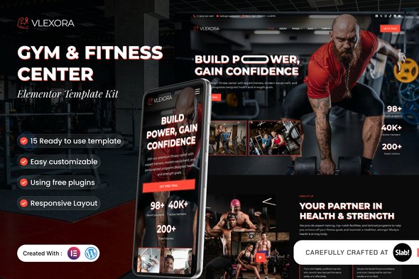 Vlexora – Gym Fitness Center Elementor Template Kit