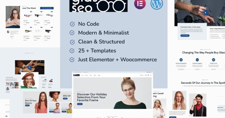 Glasseo – Eyewear Store Woocommerce Elementor Template Kit